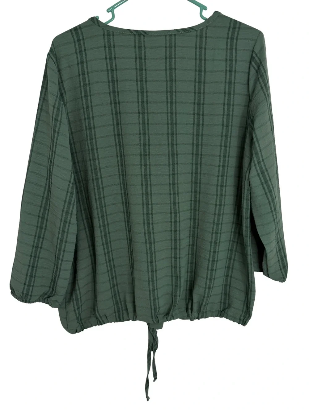 Just Be Green Long Sleeve Drawstring Hem Blouse Size Large